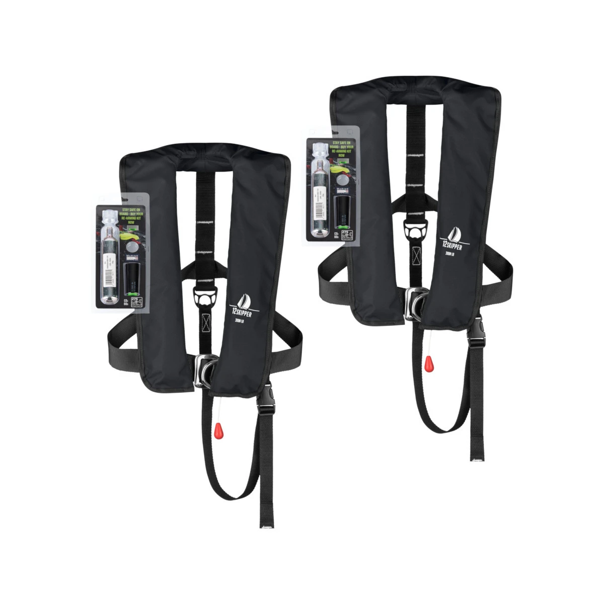 2er-Set 12skipper Automatik-Rettungsweste 300N ISO Mit Harness, Schwarz Inkl. 2 Wartungskits 3 2er-Set 12skipper Automatik-Rettungsweste 300N ISO Mit Harness, Schwarz Inkl. 2 Wartungskits