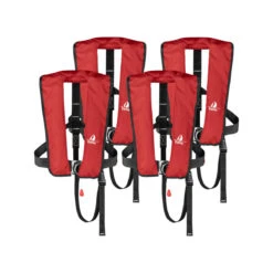 4er-Set 12skipper Automatik-Rettungsweste 165N ISO Mit Harness, Rot