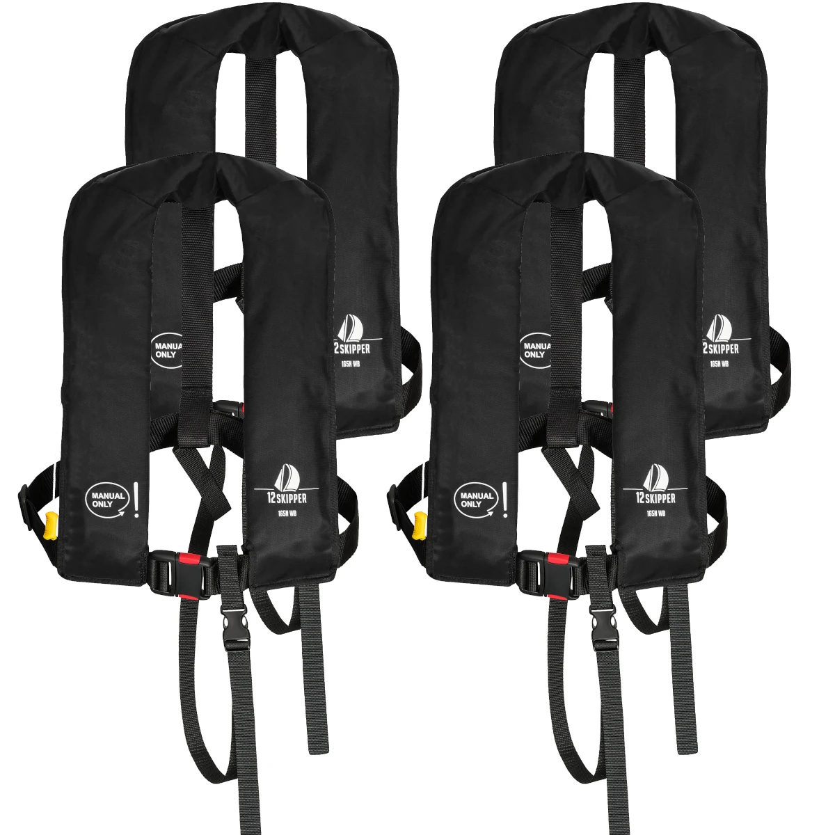 4er-Set 12skipper Rettungsweste 165N ISO Mit Manueller Auslösung, Schwarz 3 4er-Set 12skipper Rettungsweste 165N ISO Mit Manueller Auslösung, Schwarz