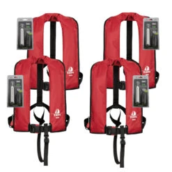 4er-Set 12skipper Automatik-Rettungsweste 165N ISO, Rot Inkl. 4 Wartungskits
