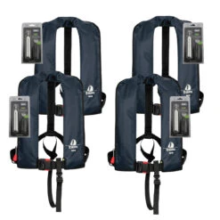 4er-Set 12skipper Automatik-Rettungsweste 165N ISO, Marineblau Inkl. 4 Wartungskits