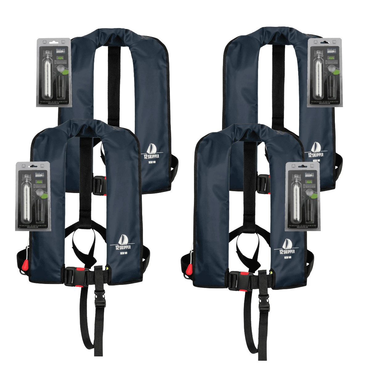 4er-Set 12skipper Automatik-Rettungsweste 165N ISO, Marineblau Inkl. 4 Wartungskits 3 4er-Set 12skipper Automatik-Rettungsweste 165N ISO, Marineblau Inkl. 4 Wartungskits